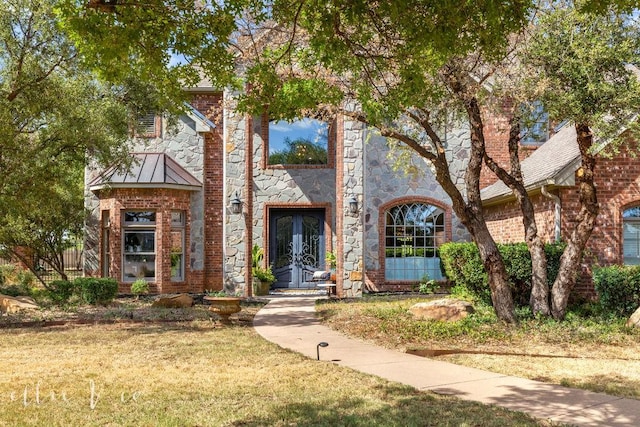 view of front of property with french doors