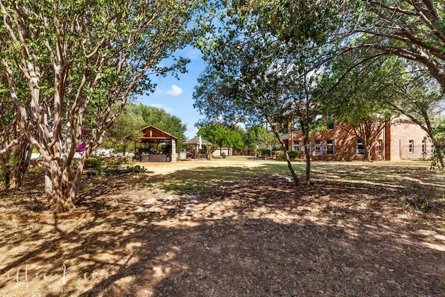 view of yard with a gazebo