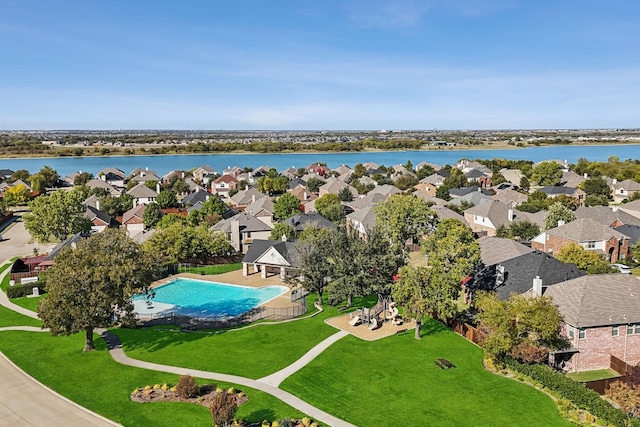 bird's eye view featuring a water view