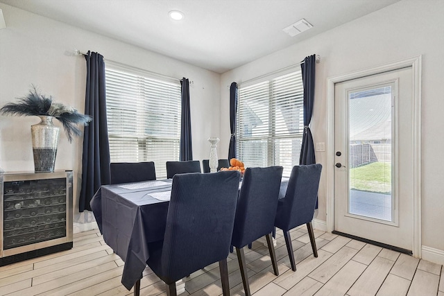 dining area featuring light hardwood / wood-style floors