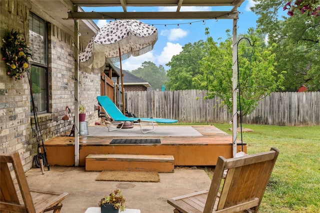 view of patio featuring a deck