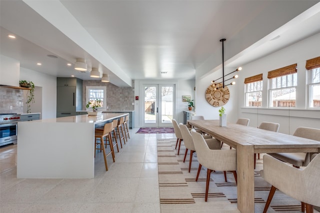 dining space with french doors