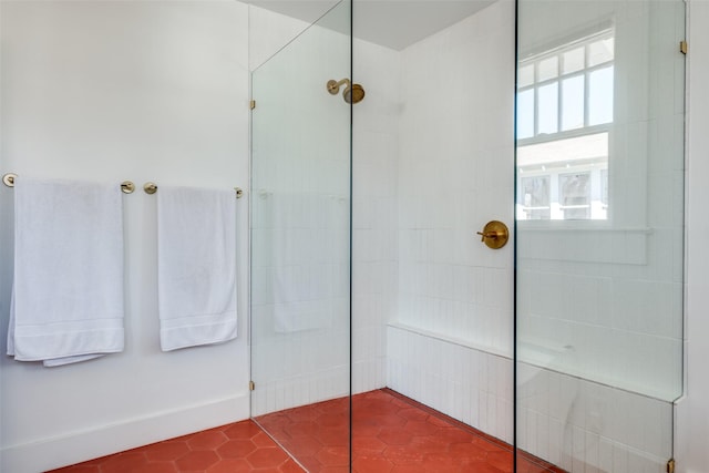 bathroom with tile patterned flooring