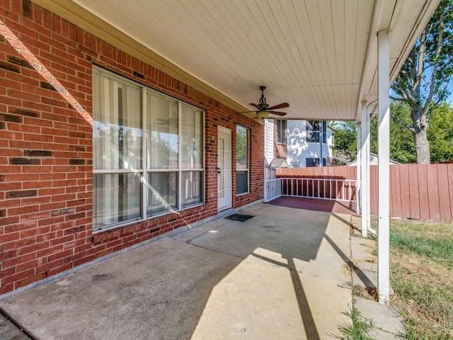 view of patio / terrace featuring ceiling fan