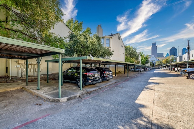 view of car parking with a carport