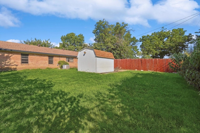 view of yard with a storage unit