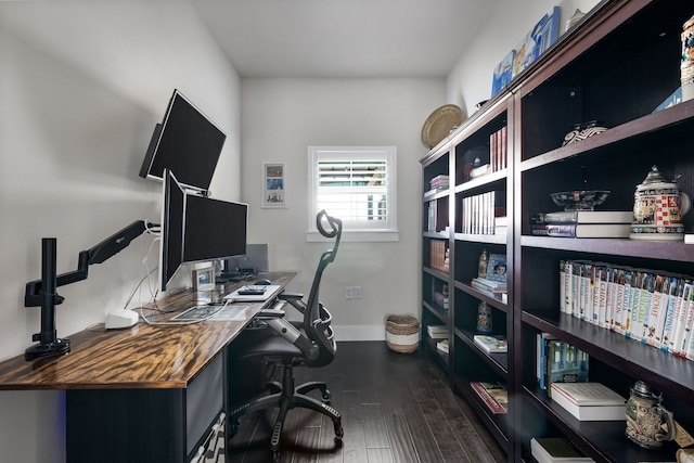 office space featuring dark hardwood / wood-style flooring