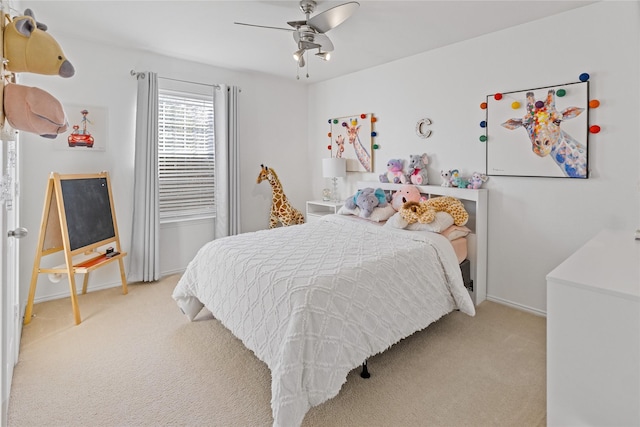 bedroom with carpet and ceiling fan