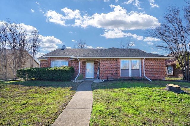 ranch-style house with a front lawn