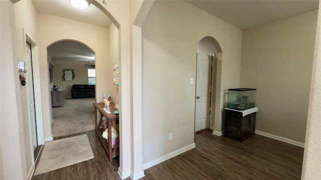 hall featuring dark hardwood / wood-style flooring