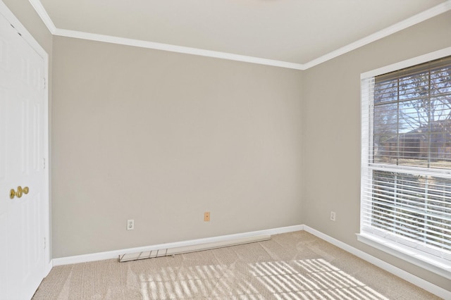 carpeted spare room with a wealth of natural light and ornamental molding