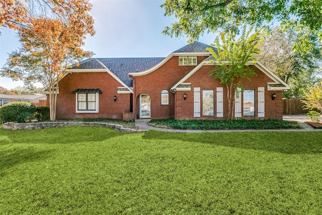 view of front of home with a front lawn