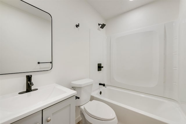 full bathroom with vanity, shower / bathing tub combination, and toilet