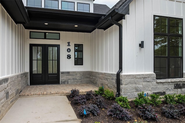 property entrance with french doors