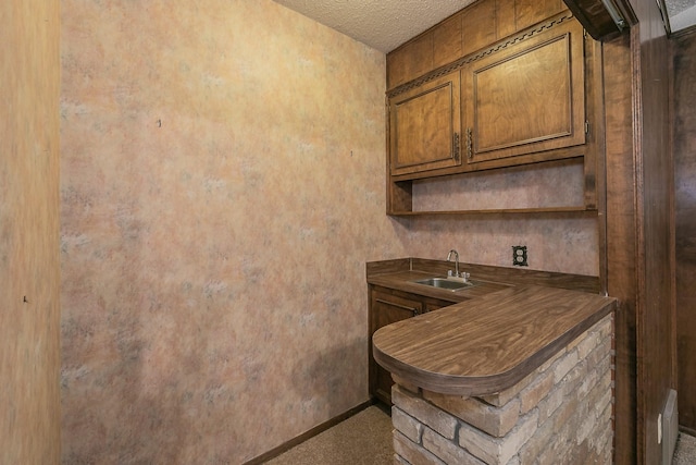 kitchen featuring sink and a textured ceiling