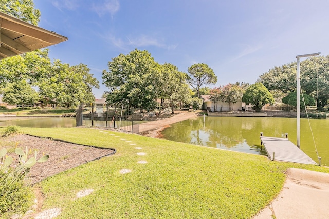 exterior space with a water view