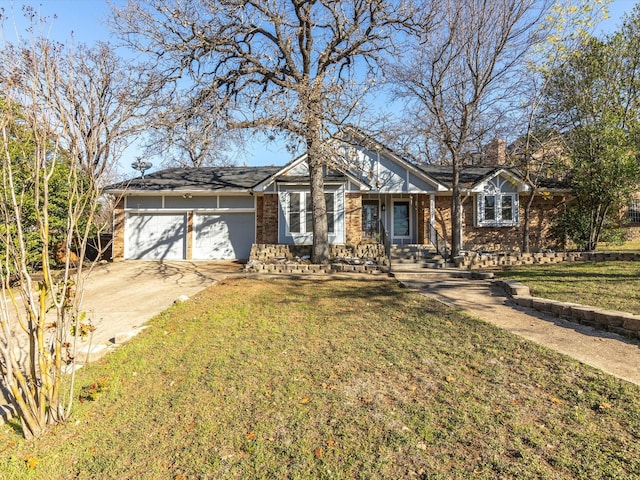 ranch-style house with a front lawn and a garage