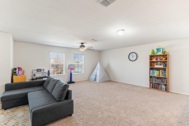 interior space featuring ceiling fan