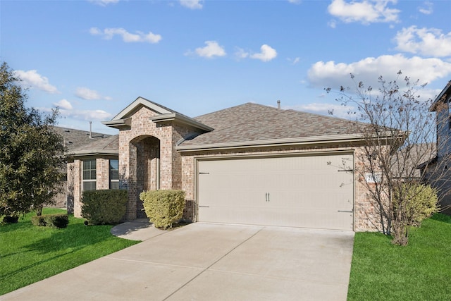 view of front of home featuring a garage and a front yard