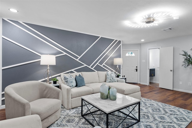 living room with hardwood / wood-style floors