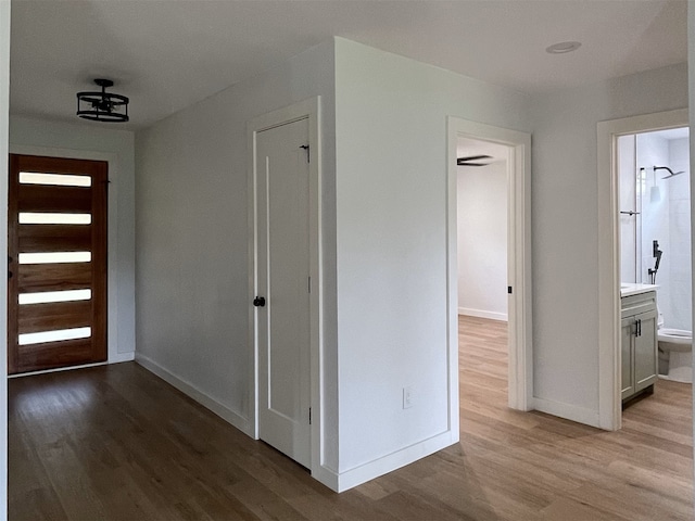 entrance foyer with light wood-type flooring