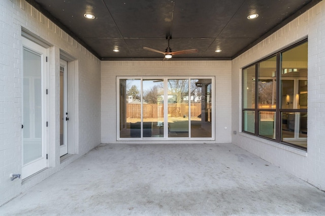 view of patio with ceiling fan