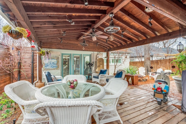 deck featuring ceiling fan