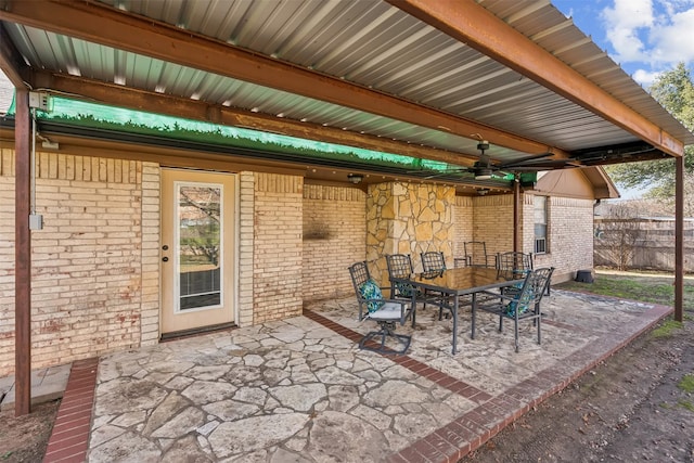 view of patio with ceiling fan