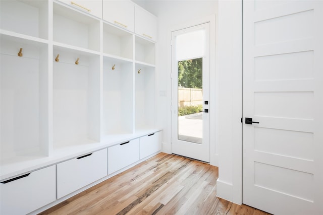 mudroom with light wood-type flooring