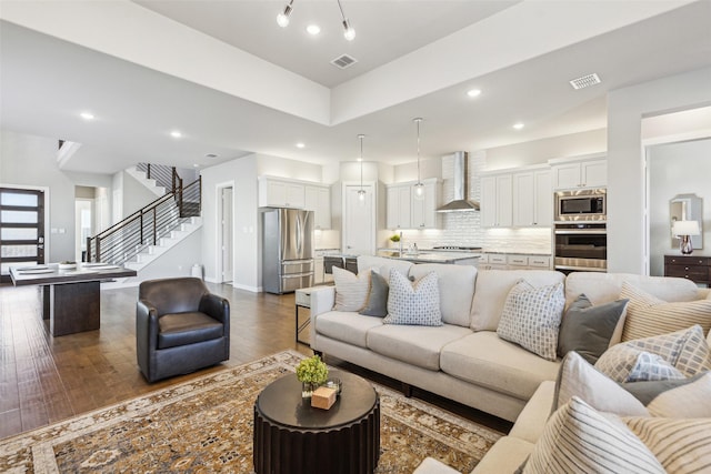 living room featuring hardwood / wood-style floors