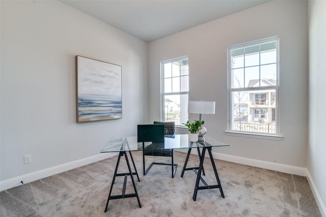 view of carpeted office space