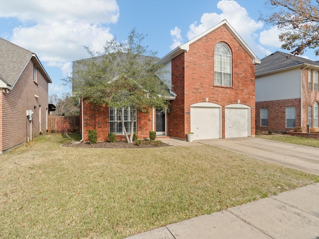 front of property with a front lawn and a garage