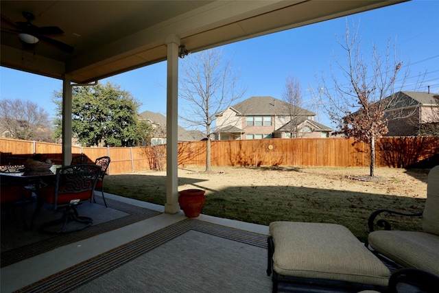 view of patio with ceiling fan