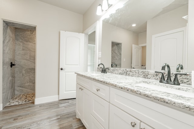 bathroom featuring wood-type flooring and vanity