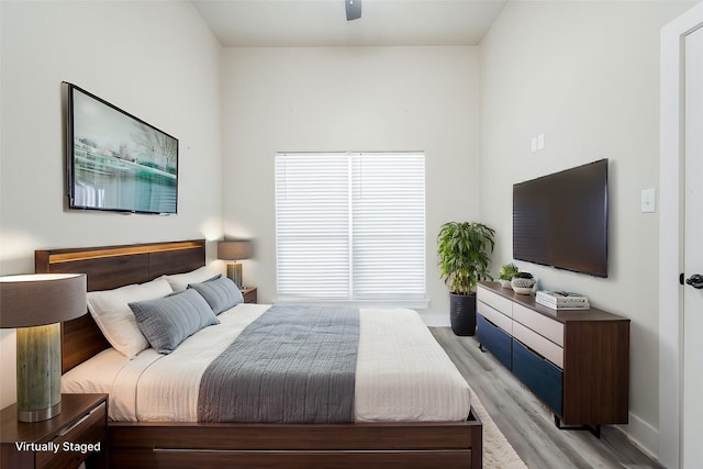 bedroom featuring light wood-type flooring