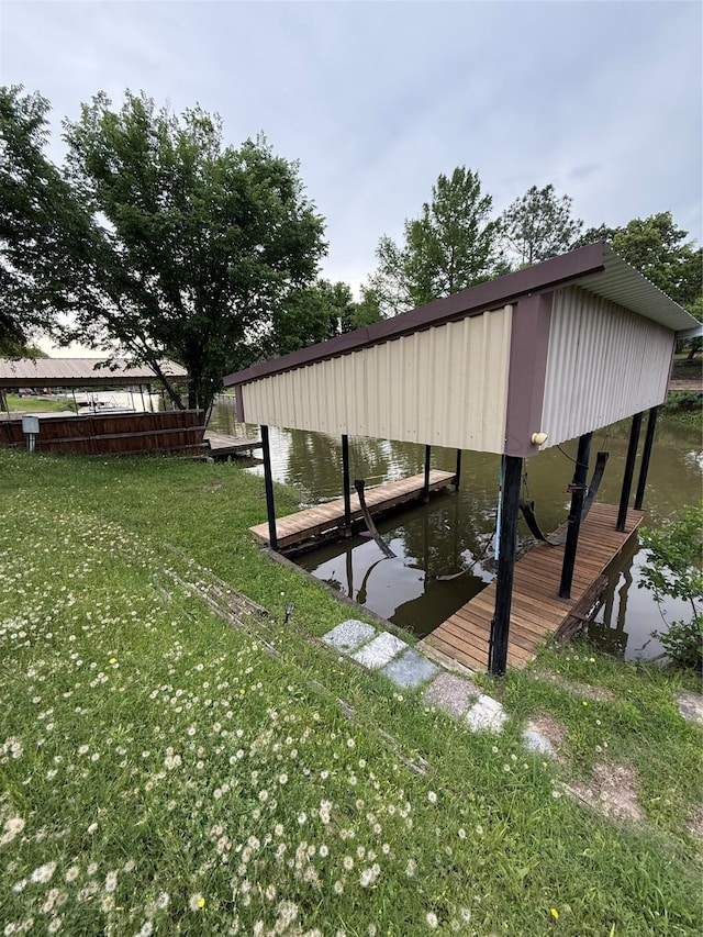 7425 Hickey Rd, Azle, TX 76020 - dock area featuring a lawn, boat lift, and a water view