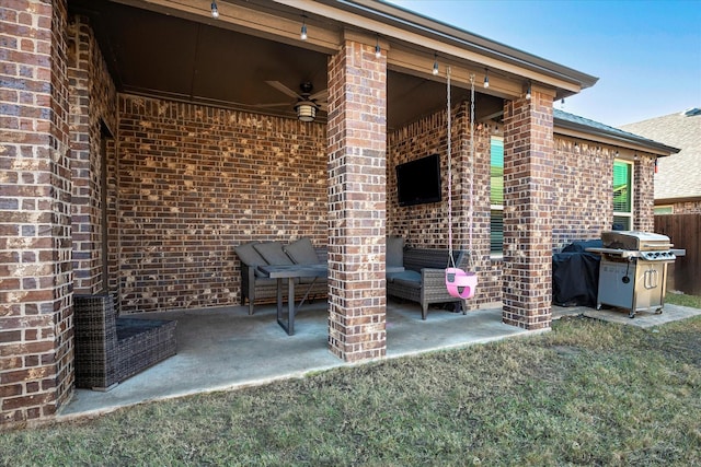 view of patio / terrace featuring a grill