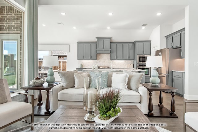 living room featuring light hardwood / wood-style floors