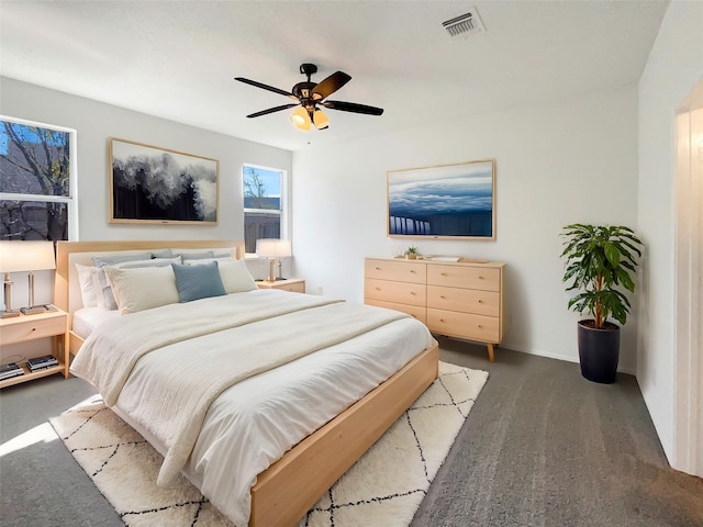 bedroom featuring ceiling fan