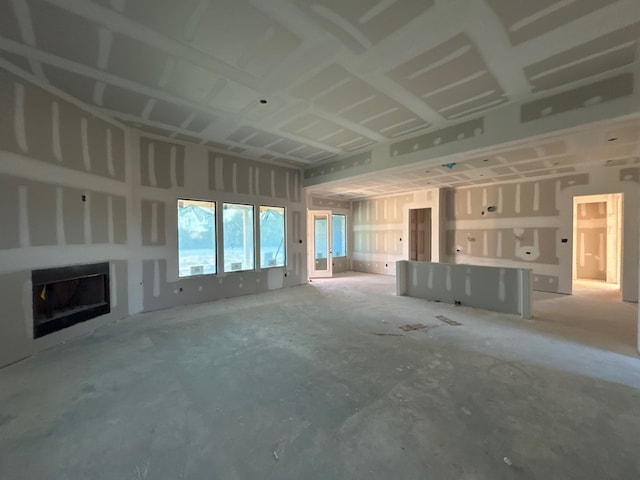 unfurnished living room with a fireplace