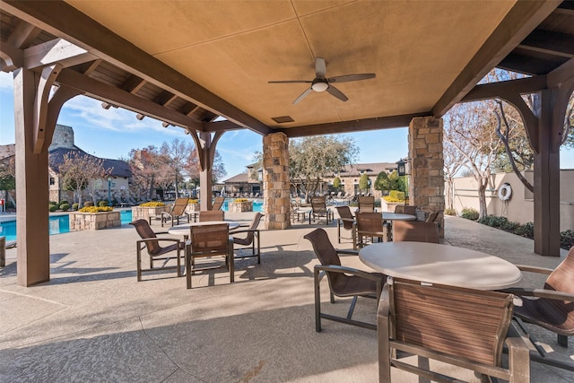 view of patio with ceiling fan