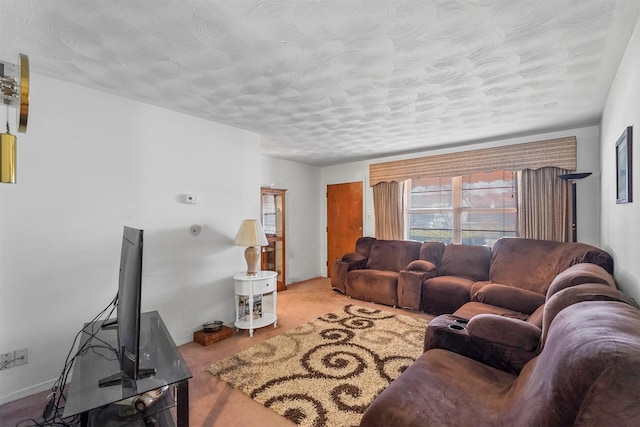 living room featuring a textured ceiling