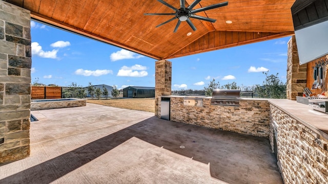 view of patio / terrace featuring ceiling fan and area for grilling