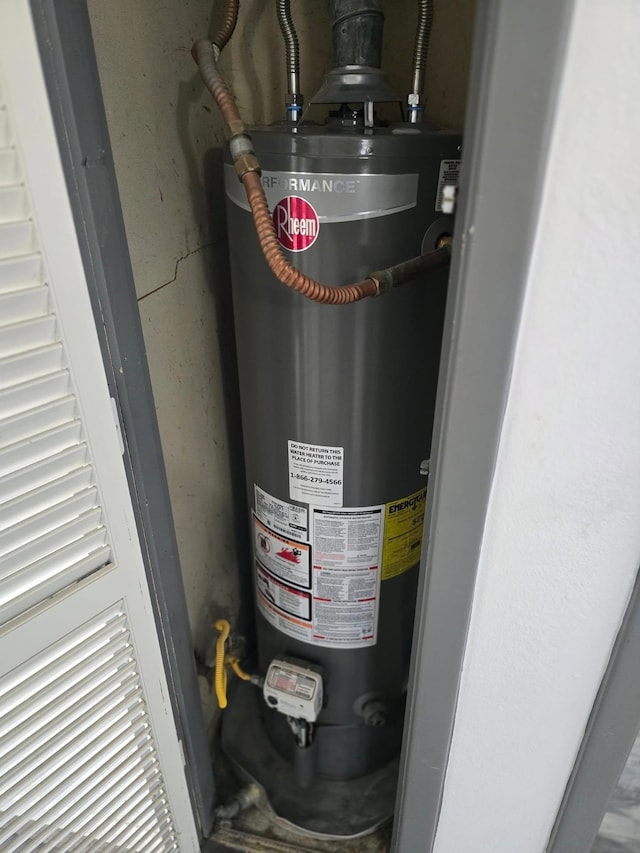 utility room with water heater