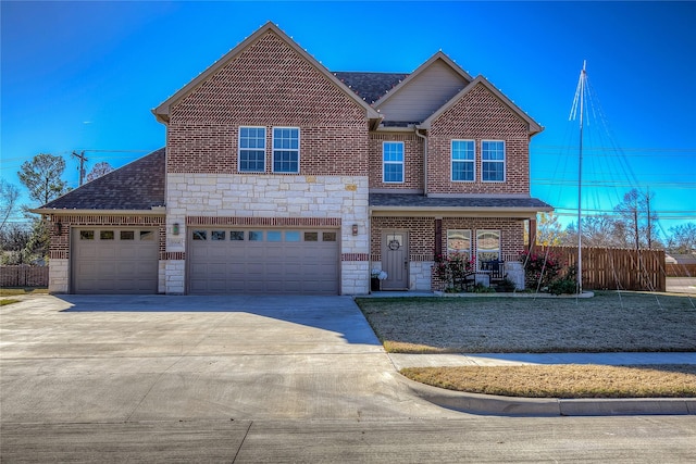 view of front of house with a garage