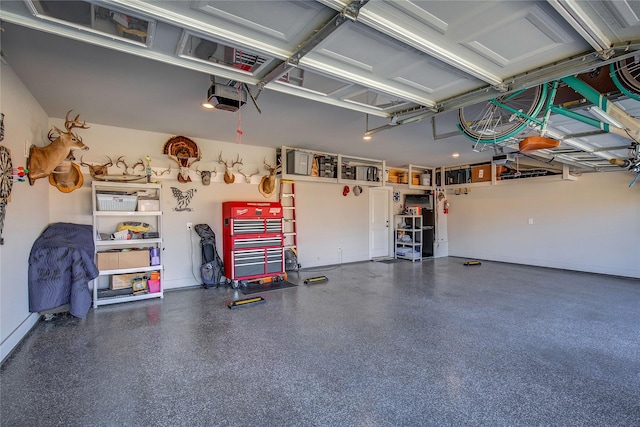 garage with a garage door opener