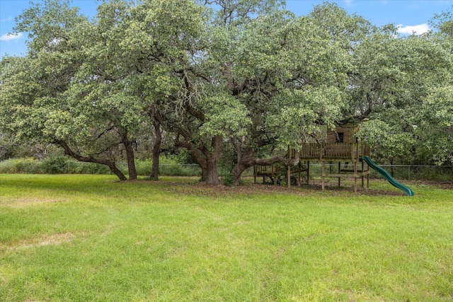 view of yard with a playground