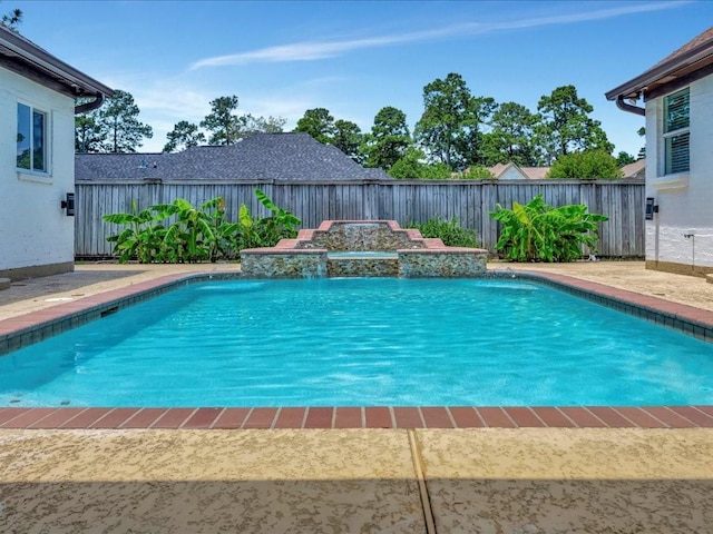 view of pool with a fenced backyard, a jacuzzi, and a fenced in pool