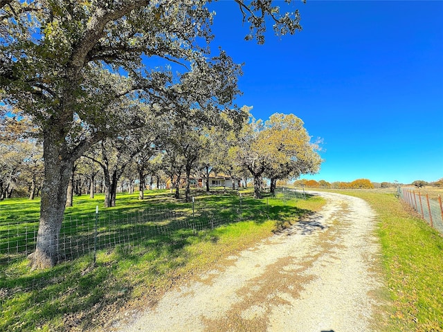 view of road with a rural view