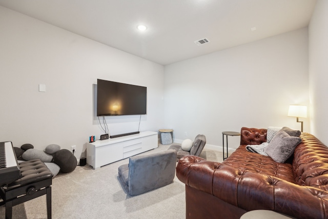 living room with light carpet